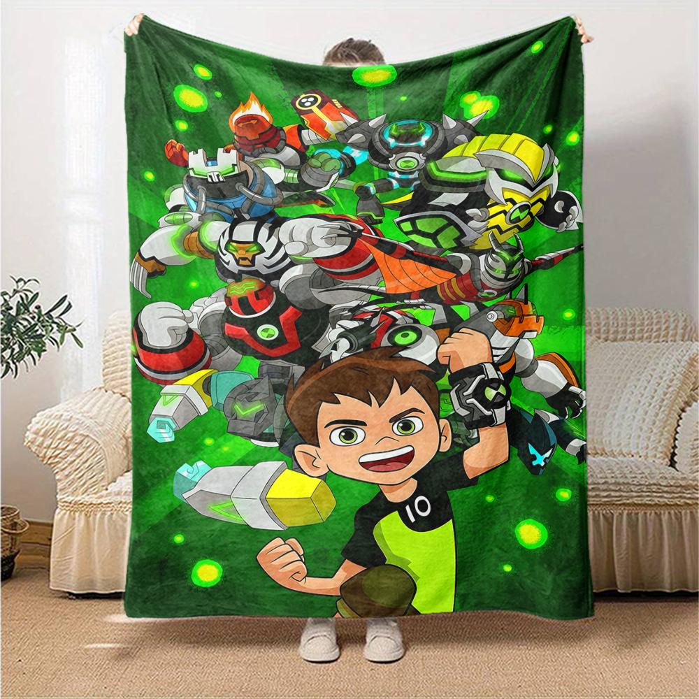 1pc Ben10 Blanket, Gift, for Men and Women, Soft Blanket, Good for Sofa Bed Couch Travel, Lightweight Flannel Blanket