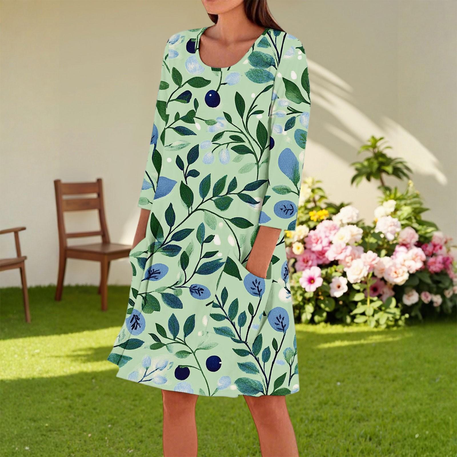 

Женское модное повседневное платье с круглым вырезом и рукавом три четверти XXL