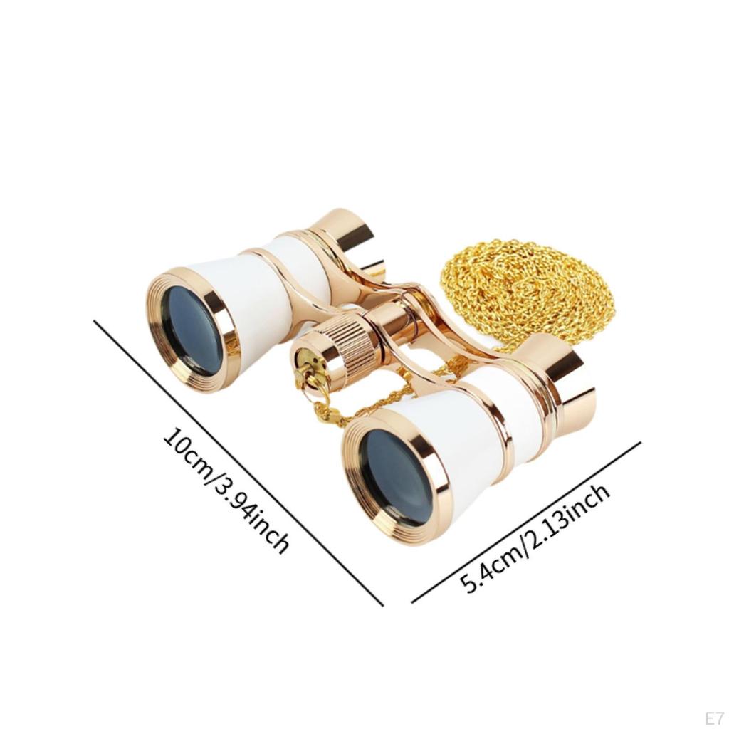 3x25 Opera Glasses Theater Binoculars with Foldable Handle & Chain for Travel Musical