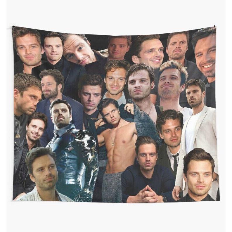 Tapestry Sebastian Stan collage Sebastian Stan 75x100 чёрный