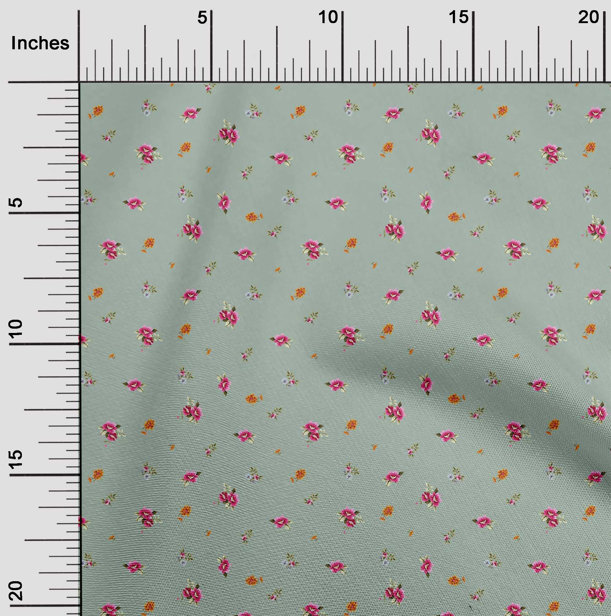 

OneOone Cotton Flex Fabric Листя та квіти Квіткові принти на тканині 40 дюймів 42 Inch Wide - Viscose Chiffon зелений