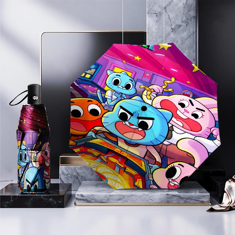 Gum-ball's Amazing World Umbrella Folding umbrella, automatic umbrella 8-Frame for Travel, camping Use Gift for Halloween Christmas