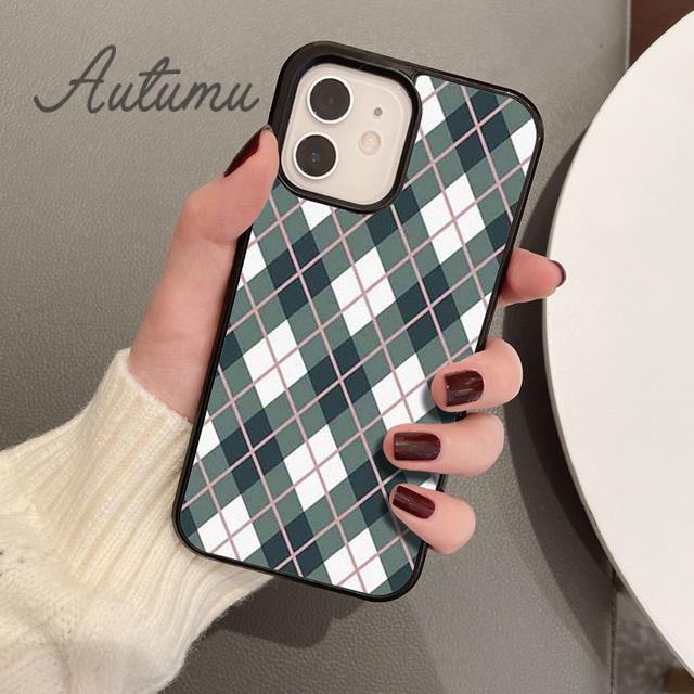 Argyle Plaid telefoonhoesje voor iPhone 11 12 13 14 Pro Max mini X XR XS SE 2020 5 6S 7 8 Plus Samsung Galaxy S21 S22 Cover shell