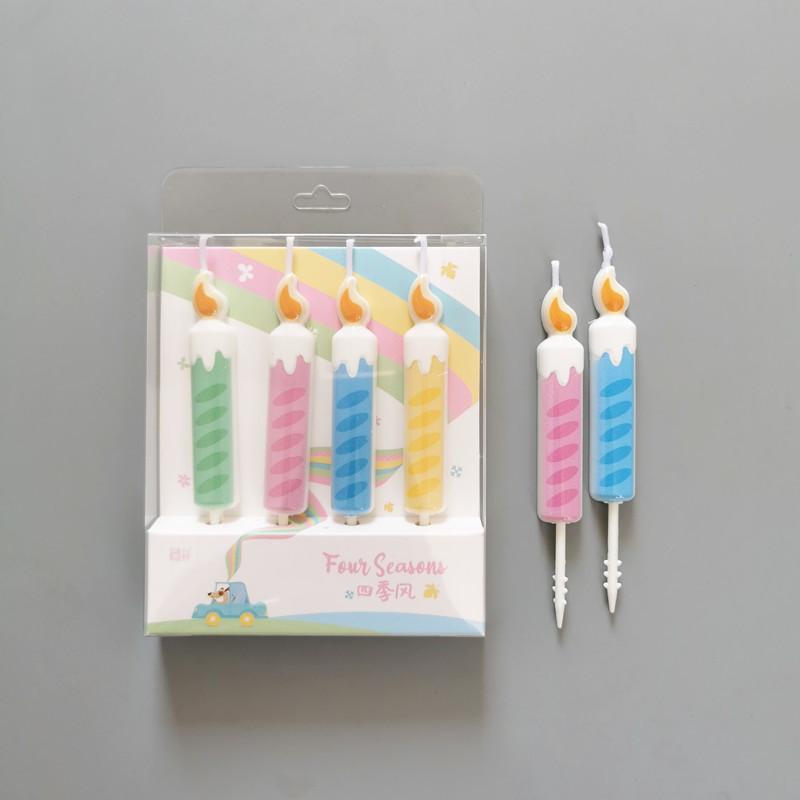 4 Set Birthday Candles for Children Beewax Twist Candles for Cake Decoration Flamless Candles Wholesale
