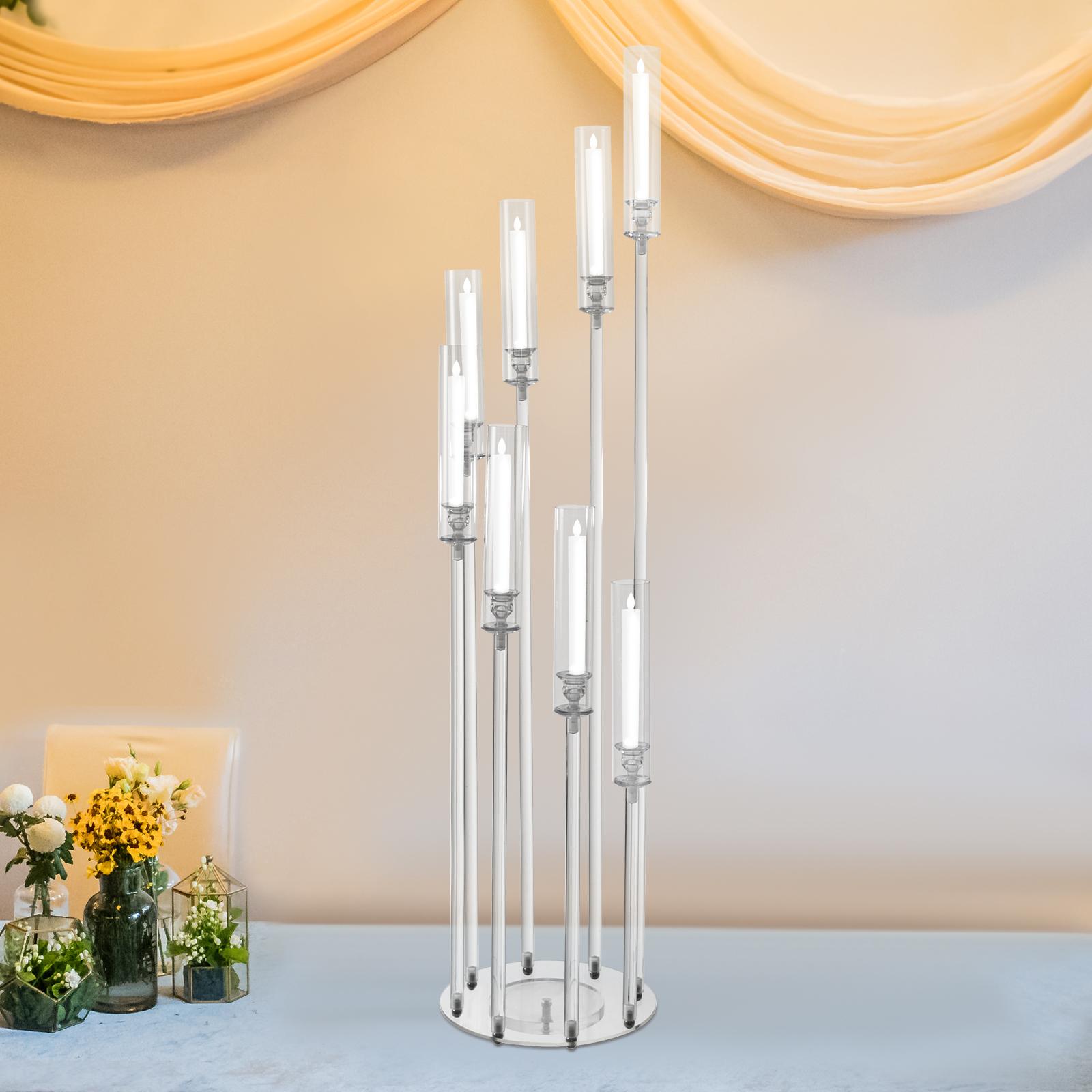 

8-Head Candle Holder, Clear Acrylic Candle Stand, Wedding Centerpiece Decor, Birthday Party Lighting, Event Table Arrangement 1Pc чистый