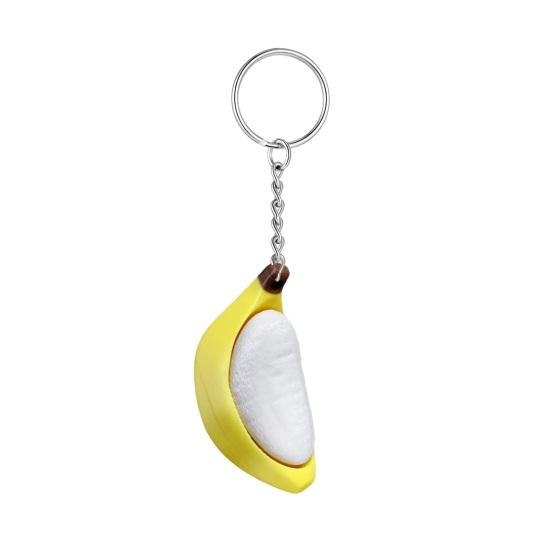 Keychain Pendant Peeled Banana Stress Relief Toy with Thickened Stainless Steel Ring Portable Keychain for Keys жёлтый