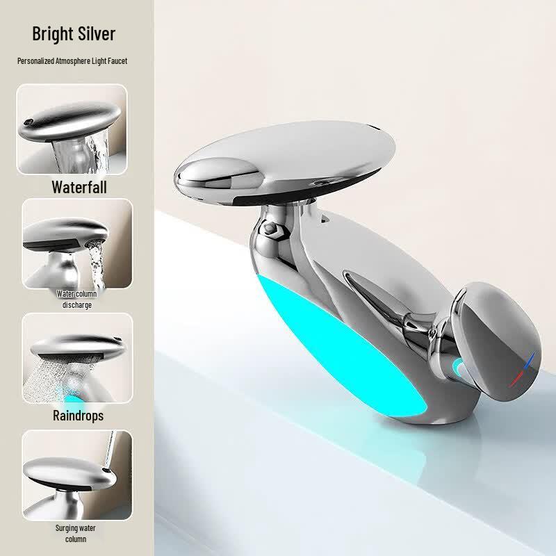 TaiJuFu A4 Pull-Out Single Cold Water Basin Faucet, Glossy Silver