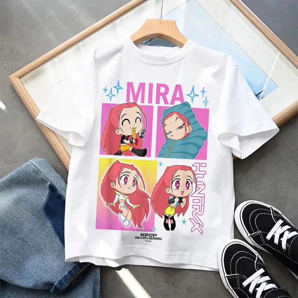 Kpop Demon Hunters Short Sleeve T-shirt Harajuku Tiger Design Children's Clothing for Boys And Girls