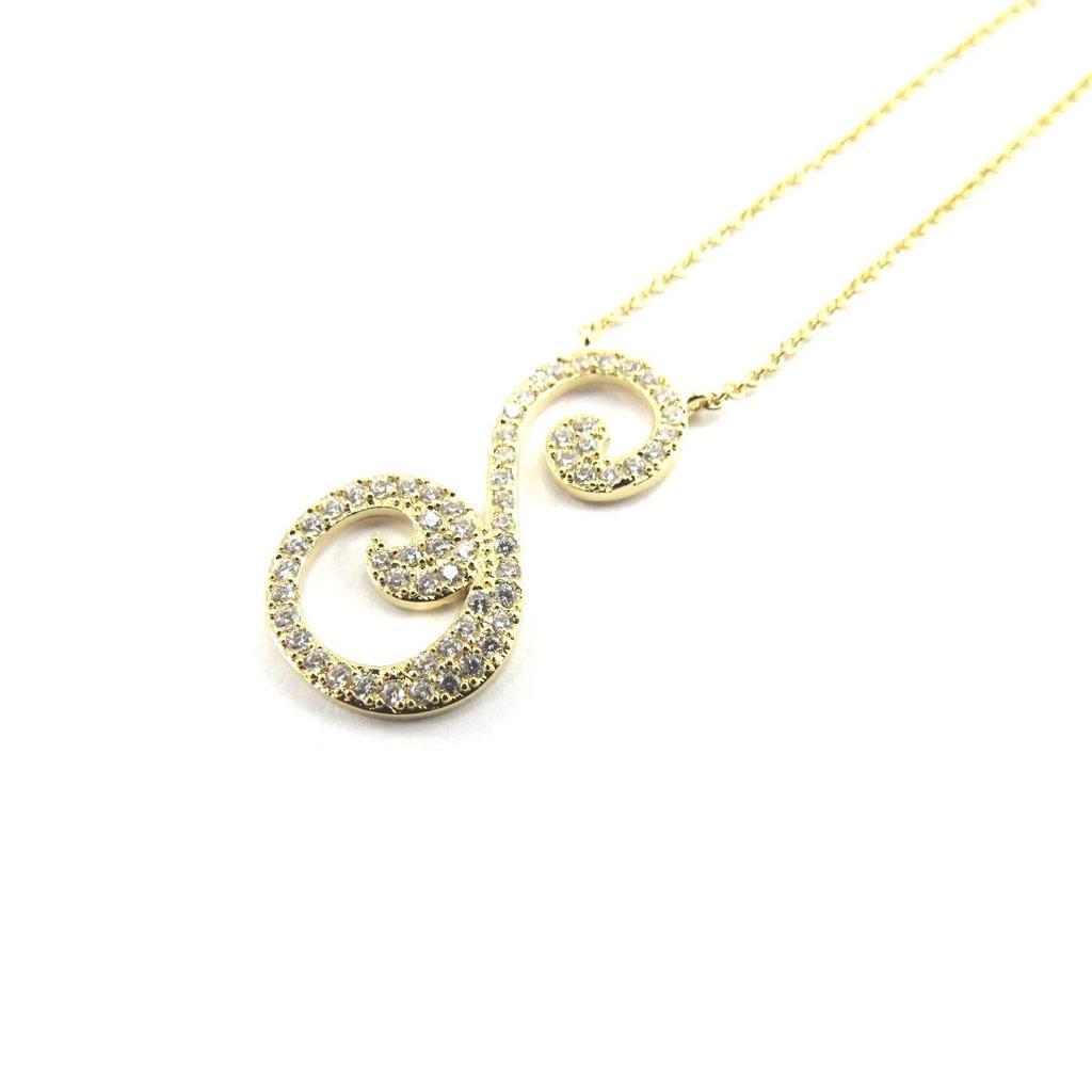 Les Trésors De Lily [L7234] - Collier Plaqué-Or 'Infini' blanc doré - 25x13 mm