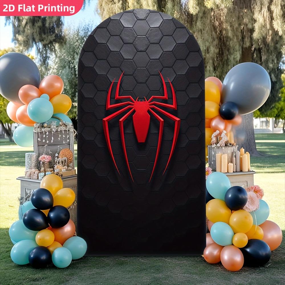BEPAN Spiderman theme arched background customizable children's birthday party decoration background baby shower props stretch fabric