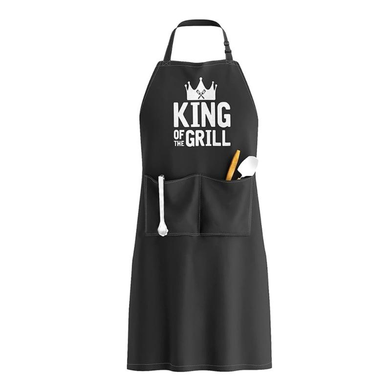 

King Queen Mr Mrs Letter Print Couple Kitchen Apron Waterproof For Anniversary, Wedding, Engagement, Christmas Gift