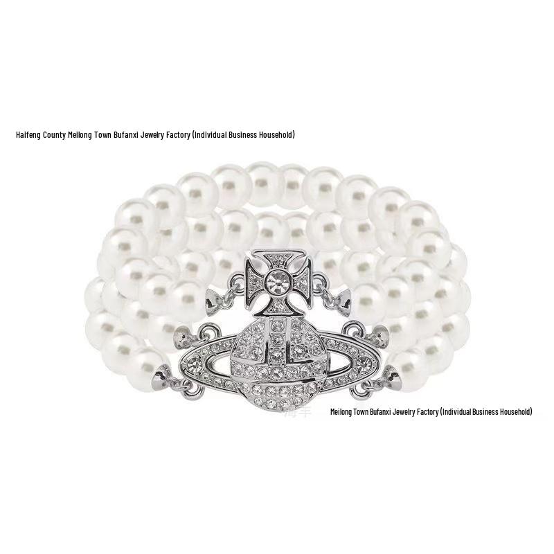 Empress Cixi Pearl Necklace: Three-Layer Magnetic Buckle in French Retro Style