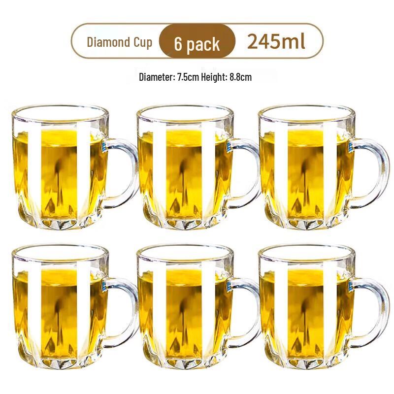 Жаропрочные стеклянные пивные кружки Zhuo Pu с ручками - Набор из 6 штук