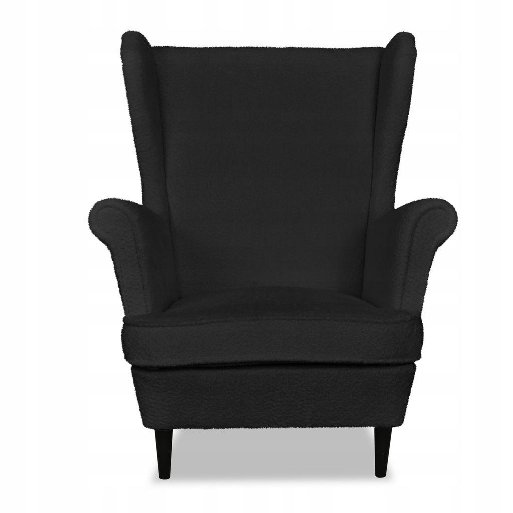 Bella Scandinavian Family Meble Wing Chair, Black Velvet, Pleasant, Nice