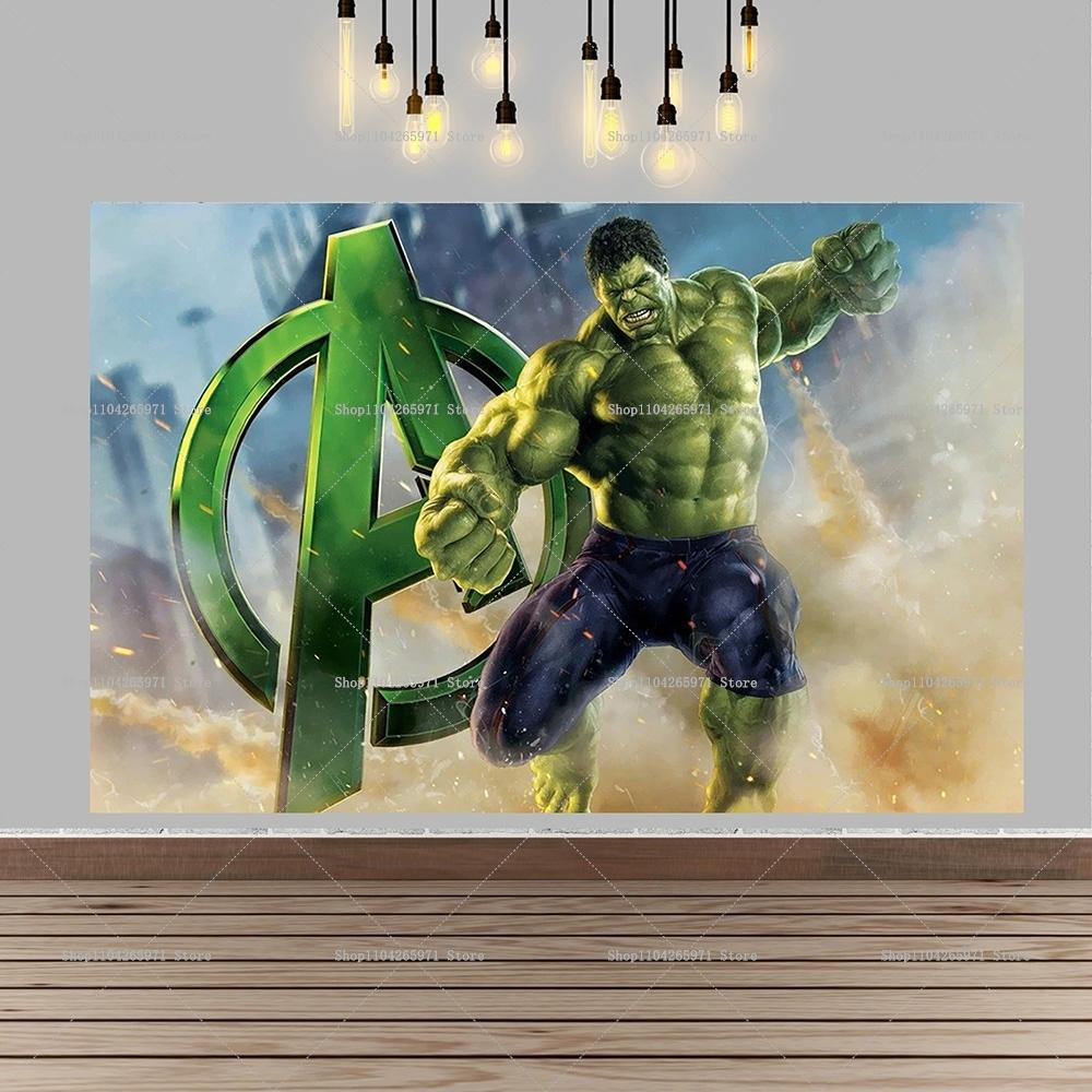 Fondo de foto de Hulk, superhéroe, gigante de dibujos animados verde, decoraciones para fiesta de cumpleaños infantil, artículos para baby shower.