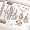 5 Piece Women Fashionable Versatile Temperament Personalized Diamond Embellishments Oval Necklaces Rings Bracelets Earrings Set