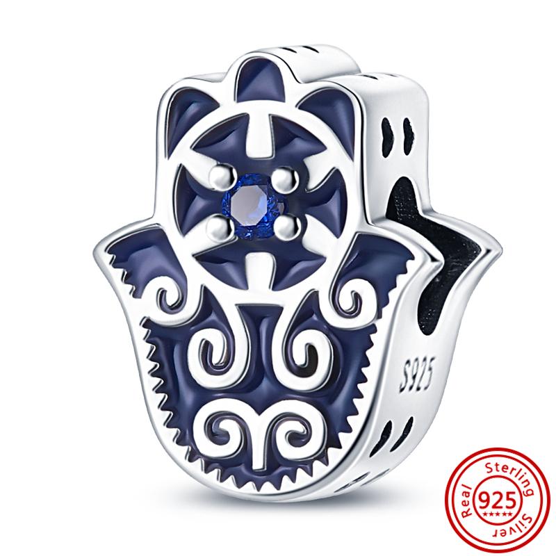 Hot Sale S925 Sterling Silver Blue Zircon Chameleon Starfish Shell Bee Beads Fit Original  Bracelet DIY Charm Jewelry