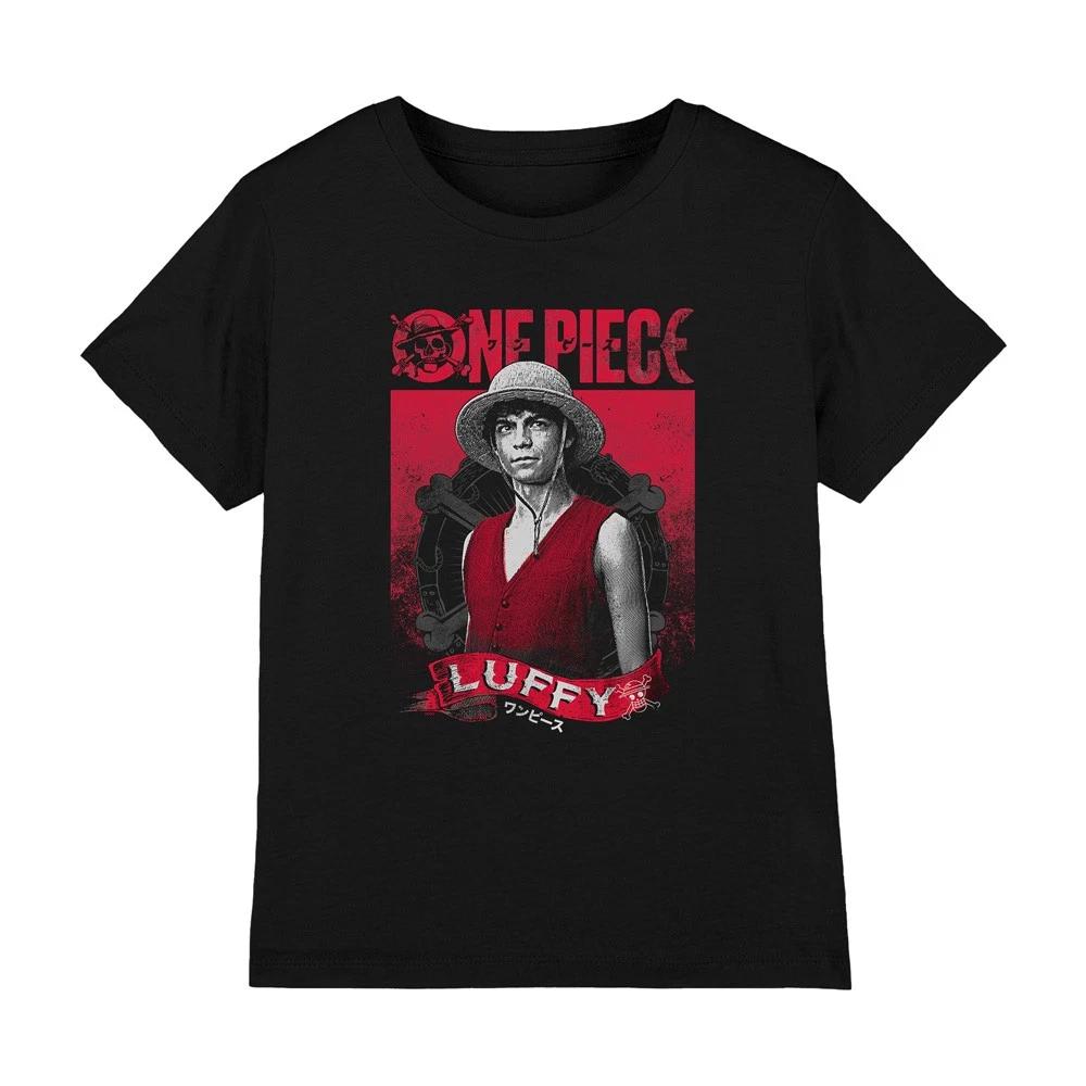 Luffy Etched Portrait Kids T-shirt Black 120