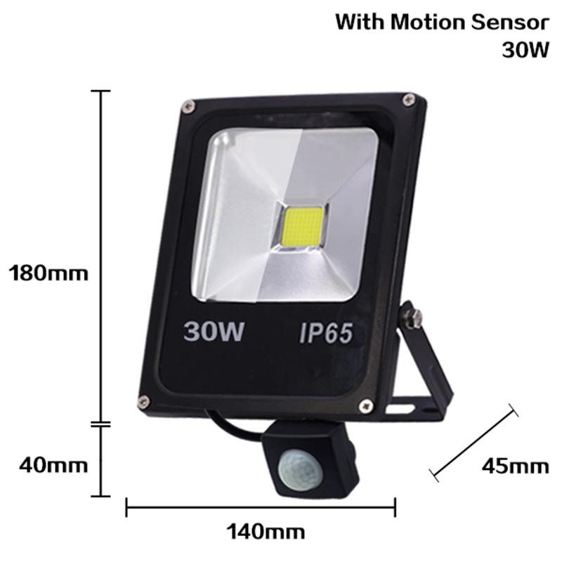 220V reflektor Led 10W 30W 50W reflektor światło przeciwpowodziowe wodoodporny Ip65 reflektor ogrodowy Pir czujnik ruchu ścienne oświetlenie zewnętrzne