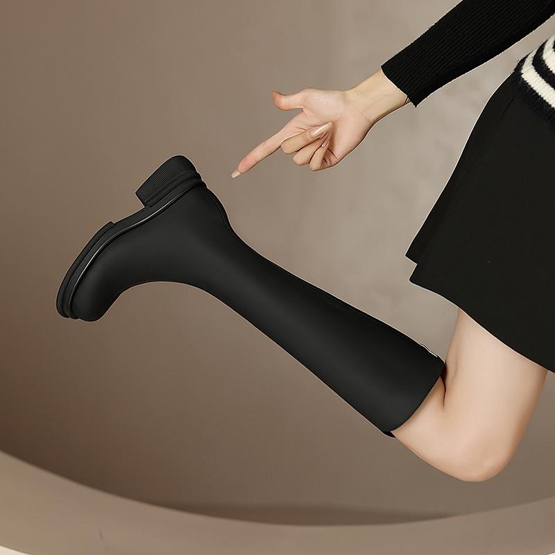 Krazing Pot Микрофибра Осенне-зимняя обувь Толстые каблуки среднего размера Мотоциклетные — фото 18