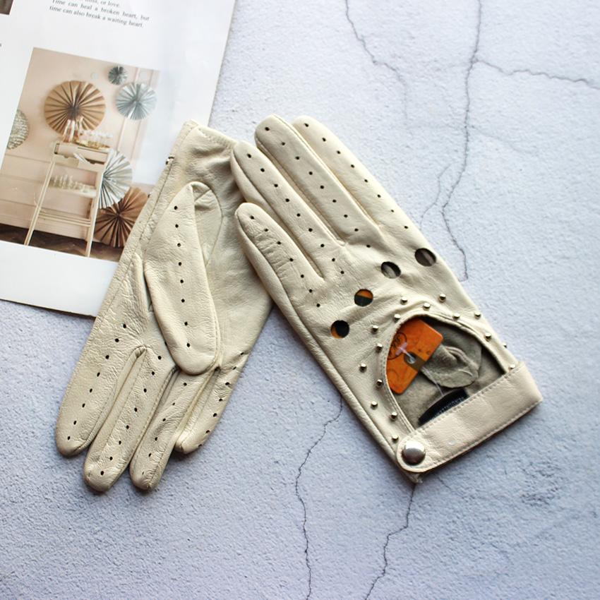Summer Driving Women's Genuine Leather Driver Gloves Thin Style Unlined Fashion New Motorcycle Riding Color Sheepskin Gloves