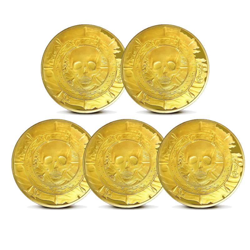 Skull Pirate Challenge Coin Golden Silver Treasure Game Prop Art Commemorative Coin Collection Gifts Adults Antique Imitation