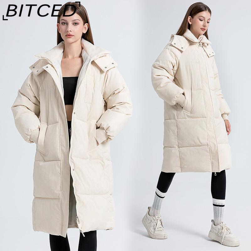 BITCED Long-Length Winter-Ready Women's Loose-Fit Down-Filled Cotton Coat Thickened Padded Jacket