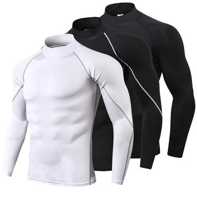 Herren Schnelltrocknende Rollkragen Sport-Tights - Langärmliges, Hochelastisches Fitness-Top für Fußball- und Basketballtraining.
