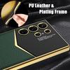 Leather Case for Samsung Galaxy S24 Ultra with Electroplated Frame, Vintage Luxury PU Non-Slip Grip Shockproof Full Body Protective Cover Phone Cases