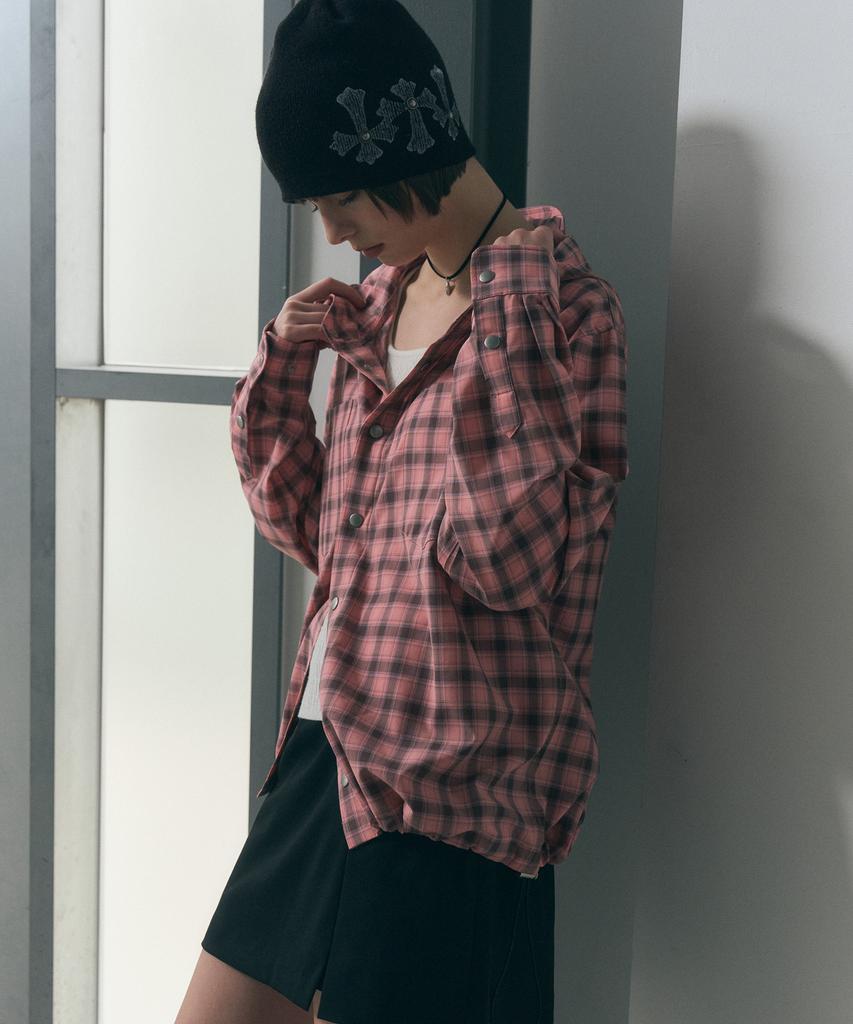 Secondmono Snap Check Hoodie Striukė [Rožinė]_Sejk011Pink