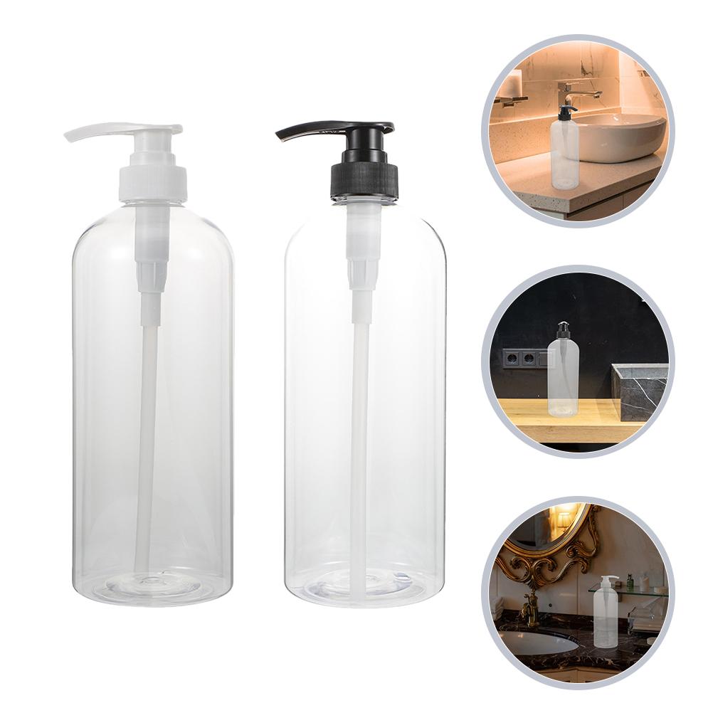 2pcs Refillable Pump Bottles Designer Shampoo Dispensers Clear Soap Dispensers 1000ml