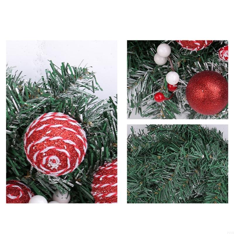 Festival Pine Needle Wreath With Realistic Berries And Christmas Ball For Christmas Party Decoration Wall Front Door Display