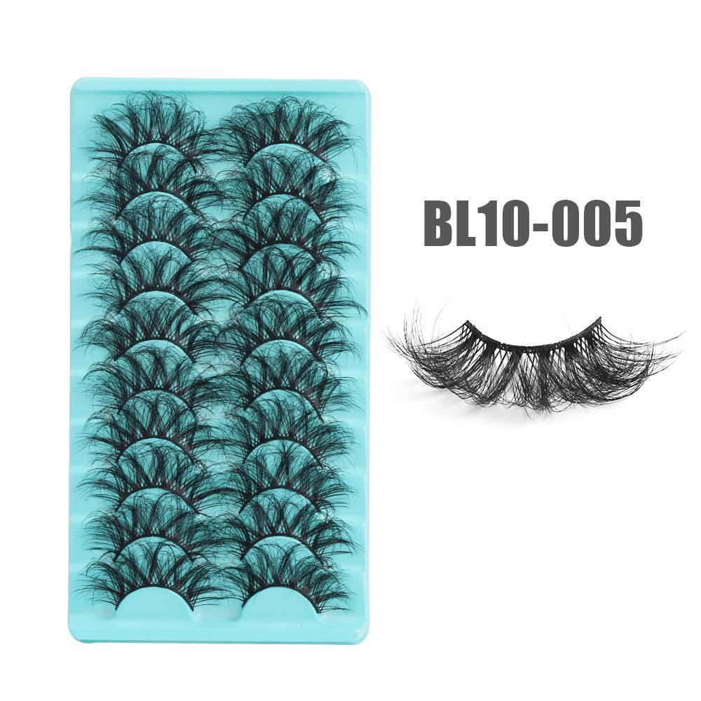 10 Pairs Of Chemical Fiber Eyelashes False Eyelashes Dense Simulation Cross Curl Short Eyelashes