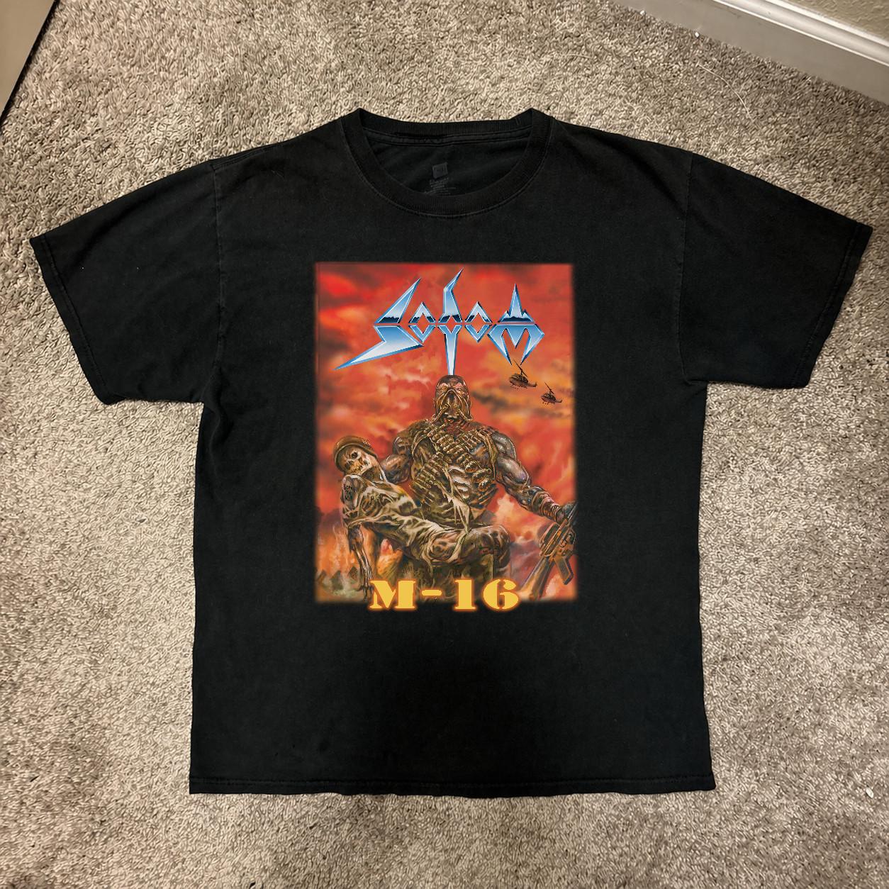 Rare Sodom M-16 Military Green Short Sleeve Unisex T-Shirt S разноцветный