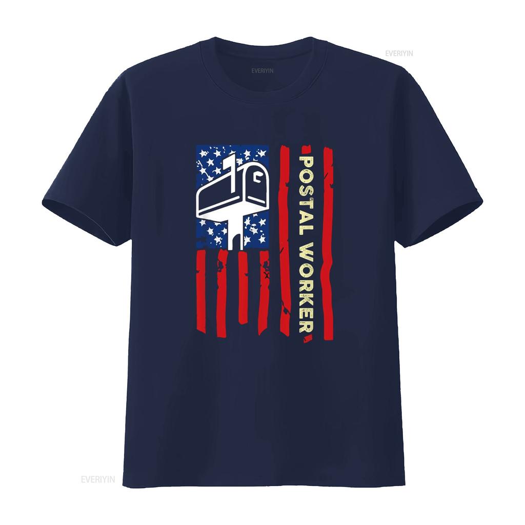 Postal Worker Patriotic US Post Mail Carrier T Shirt vintage Washed fashion Casual Stretched homme Versatile Soft