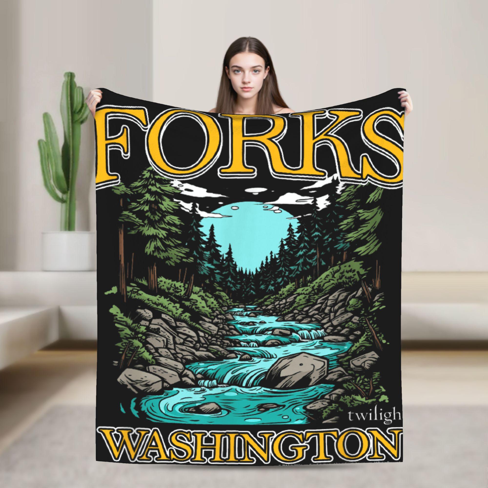 Twilight Forks Washington Vampires Welcome Blanket For Couch Chair Sofa Bed Travel Office Flannel Bedspread Bed Cover 75X95CM