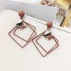 1 Pair Ear Studs Piercing Concise Style Alloy Double Square Dangle Earrings for Gift