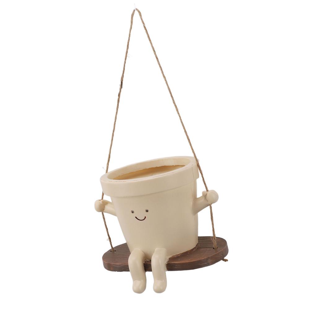 Swing Face Planter Pot Resin Cute Decorative Hanging Face Plant Pot Flower Pot for Indoor Outdoor