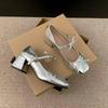 2025 New Versatile Silver French Bow Mary Jane Skirt Shoes - Women's Chunky Heel Spring Edition