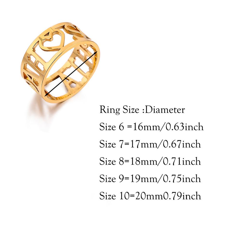 Custom Broad Surface Name Heart Rings Women Unisex Gold Color Personalization 6-10 Size Wedding Bride Jewelry Stainless Steel