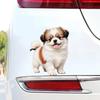 QT2303#15cm Cute Fluffy White & Brown Puppy Car Sticker for Laptop, Truck, Phone, Motorcycle, Window