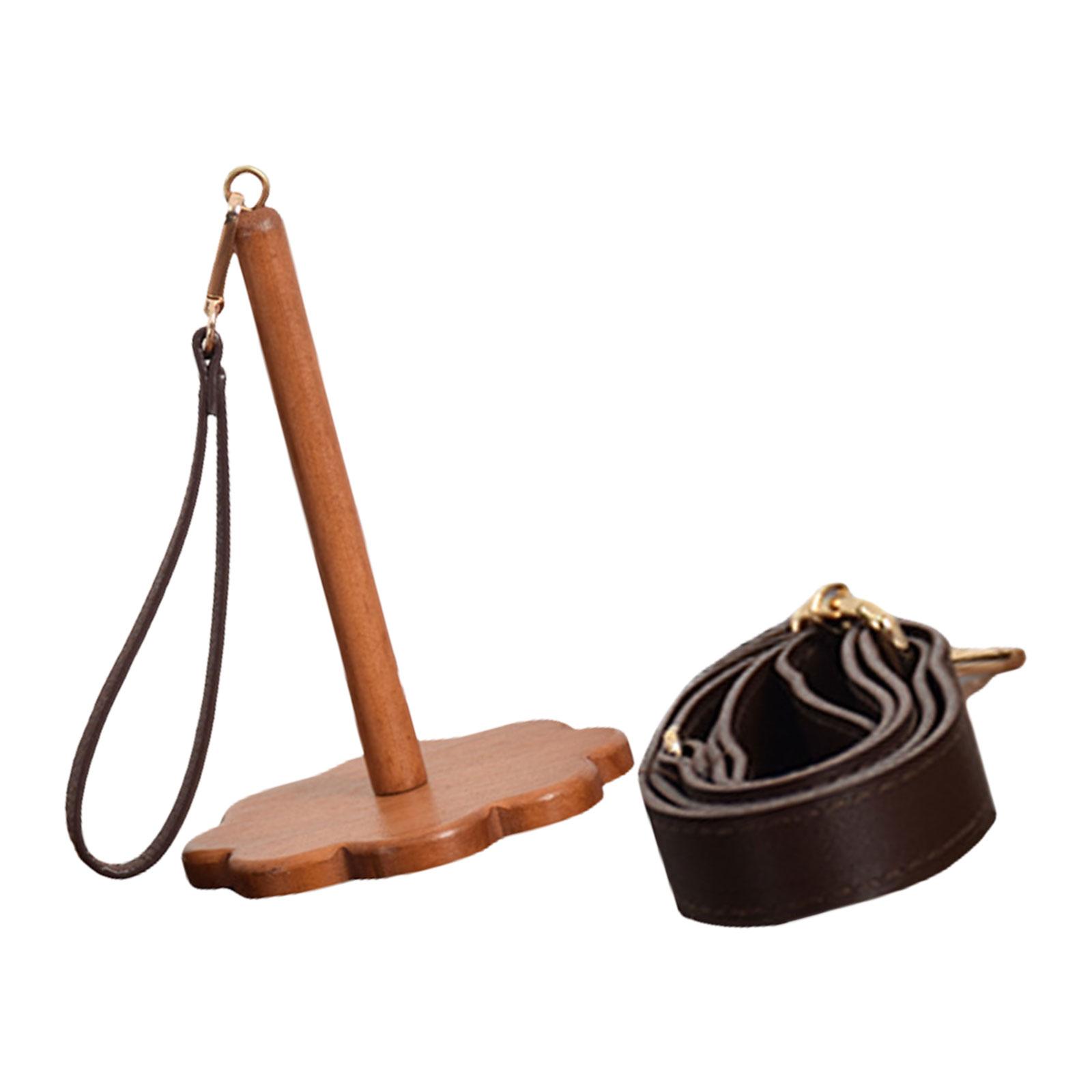 

Деревянный органайзер для пряжи с браслетом, портативный держатель для пряжи на запястье с кожаным ремешком, аксессуары для вязания крючком и спицами 1