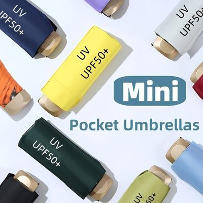 Mini solparaply Liten lomme regn reiseparaply Vinyl sammenleggbar paraply UV-beskyttelse Solskjermlomme Parasollkapsel