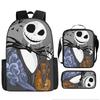 Halloween Backpack Pumpkin Ghost 3-Piece Set Schoolbag Kids Shoulder Bag Cute Bookbag for Boys Girls