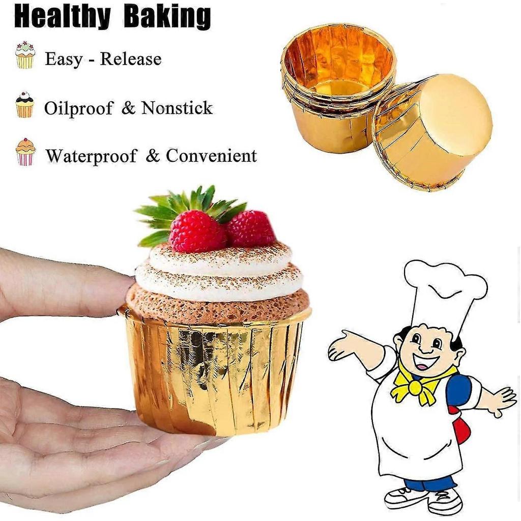 50 Pieces Aluminum Foil Baking Molds, Cupcake Boxes, Mini Cupcake Mold less