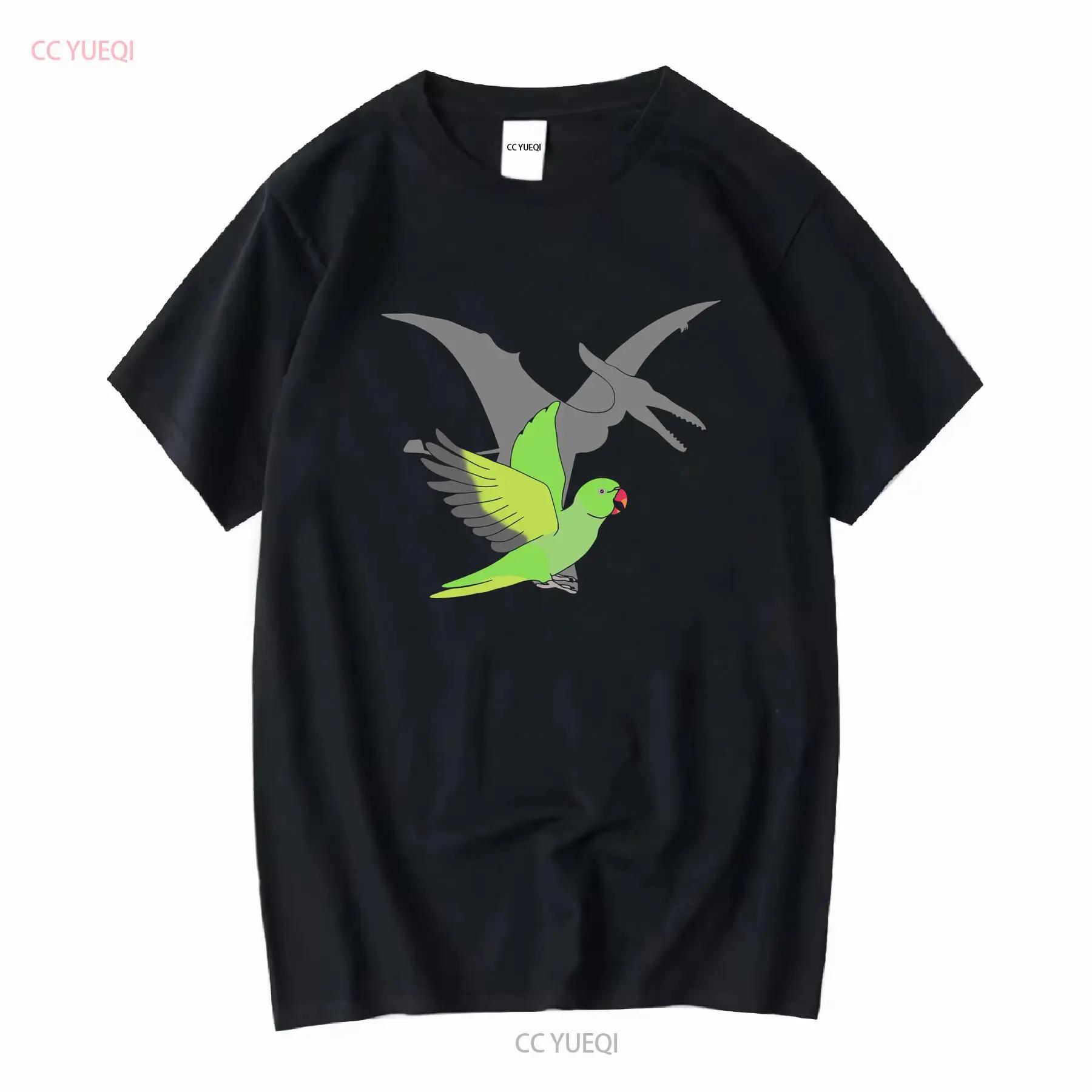 Pterodactyl Green Indian Ringneck T Shirt Dinosaur Shadow Alexandrine Parrot Apparel Birb Memes Clothes Funny Tee Vintage S разноцветный