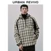 UR Men's Sporty Plaid Patchwork Hooded Jacket