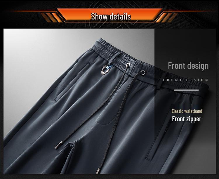 Men's Autumn Fleece-Lined Straight-Leg Elastic Sweatpants - Plus Size Casual Sports Pants