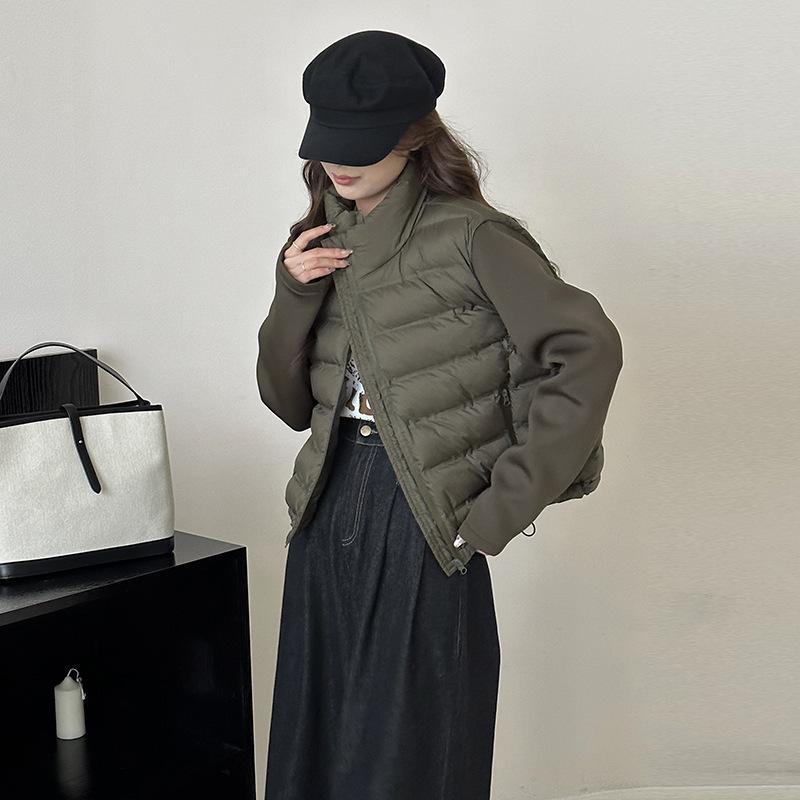 Autumn and winter new down padded jacket women's jacket splicing stand-up collar padded jacket casual versatile small padded jacket