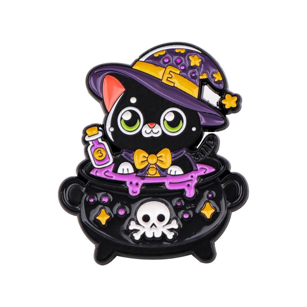 Cartoon Black Cat Brooch Pin - Cute Metal Alloy Accessory for Women and Backpacks